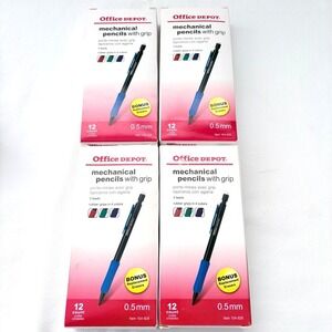 Office Depot Mechanical Pencils 0.5mm 12 Pencils Per Box w/‎ Erasers Lot of 4